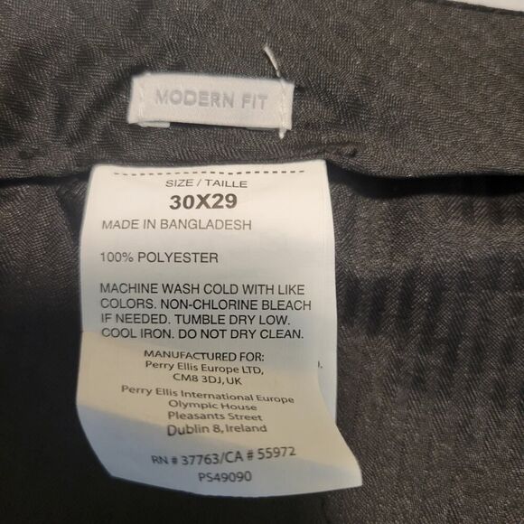 Perry Ellis Mens Flat Front Dress Pants 30x29 Brown Plaid Straight Leg Non Iron - Picture 5 of 5